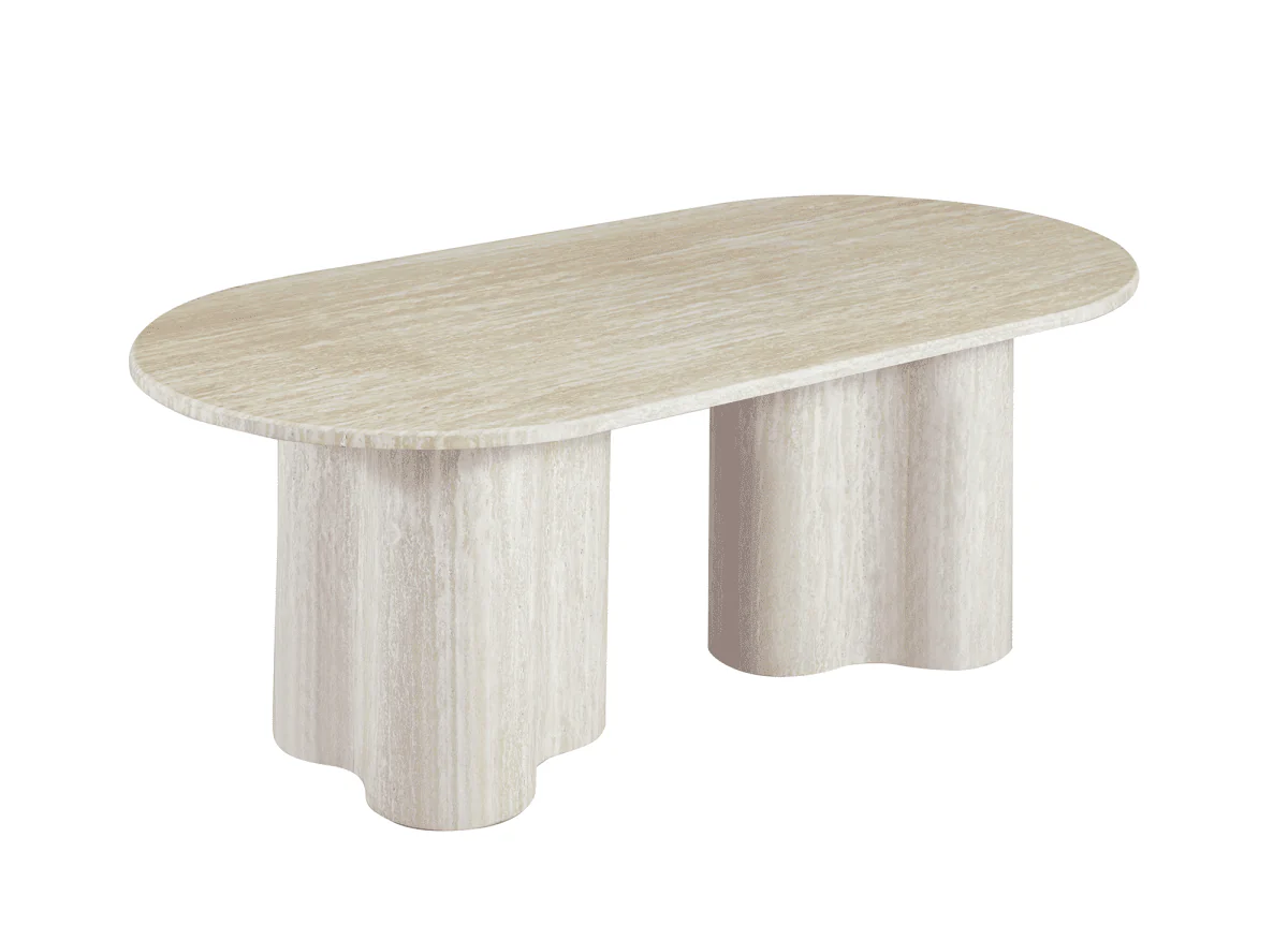 Table basse en marbre composite beige pieds forme organique VANINA - Image 4
