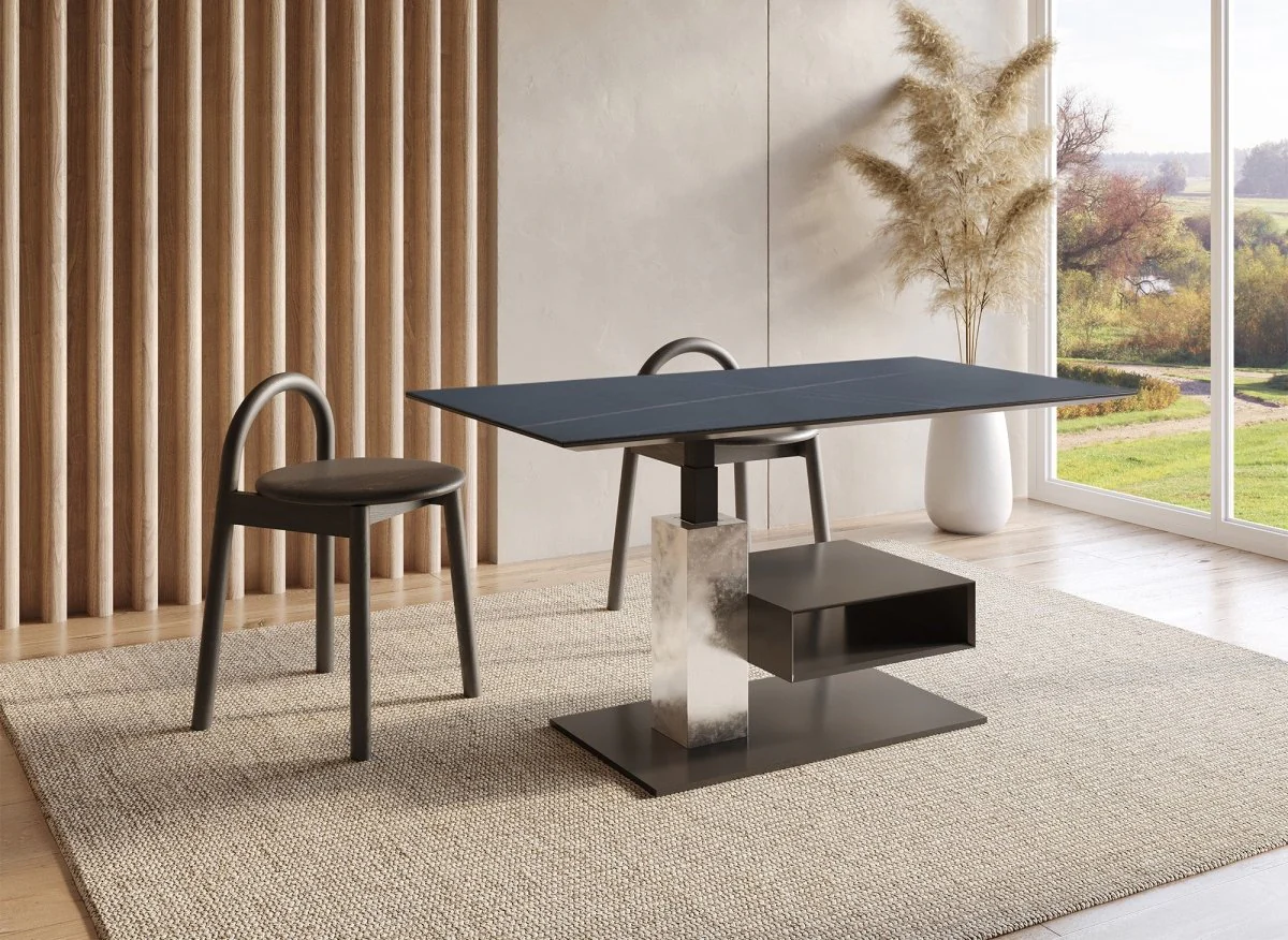 Table basse relevable avec rangement en céramique noir ADELIE - Image 3