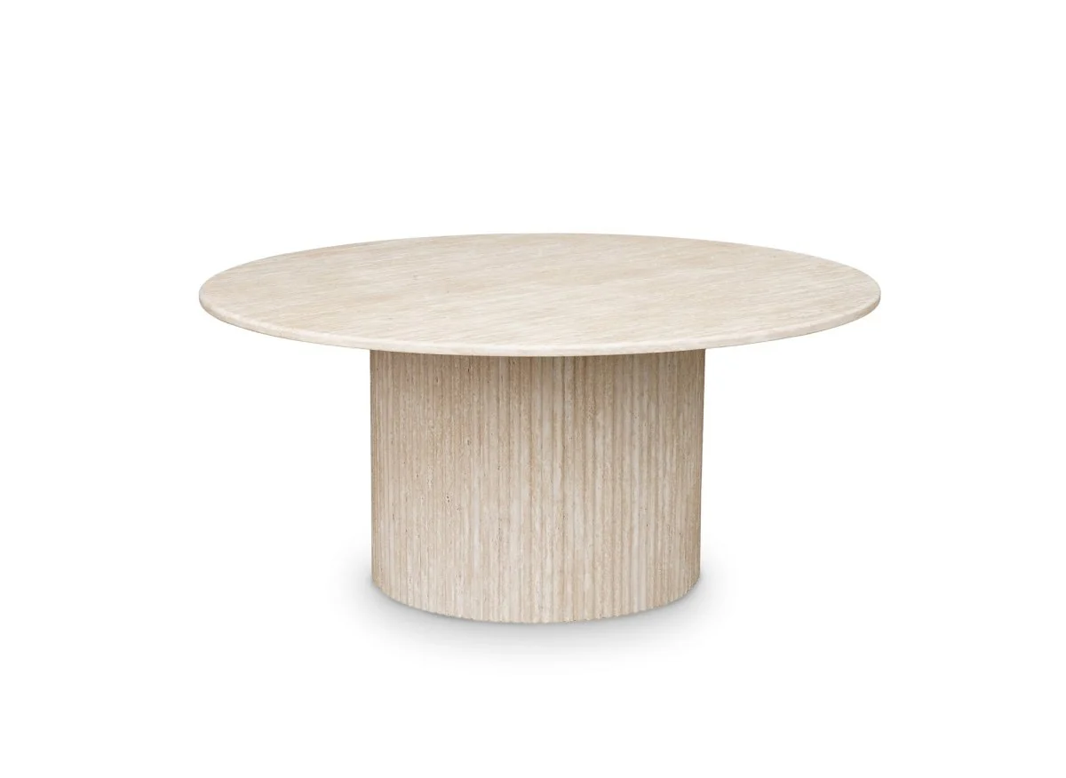 Table basse ronde en marbre composite beige DHARA - Image 3