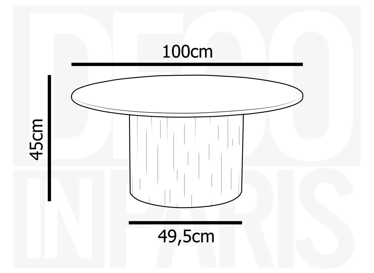 Table basse ronde en marbre composite beige DHARA - Image 4
