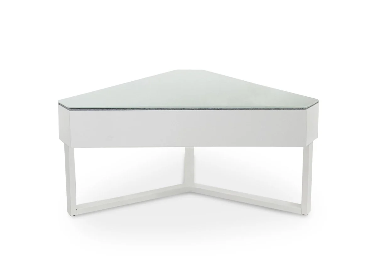 Table basse triangulaire blanche avec plateau pivotant et rangement SOLINE - Image 4