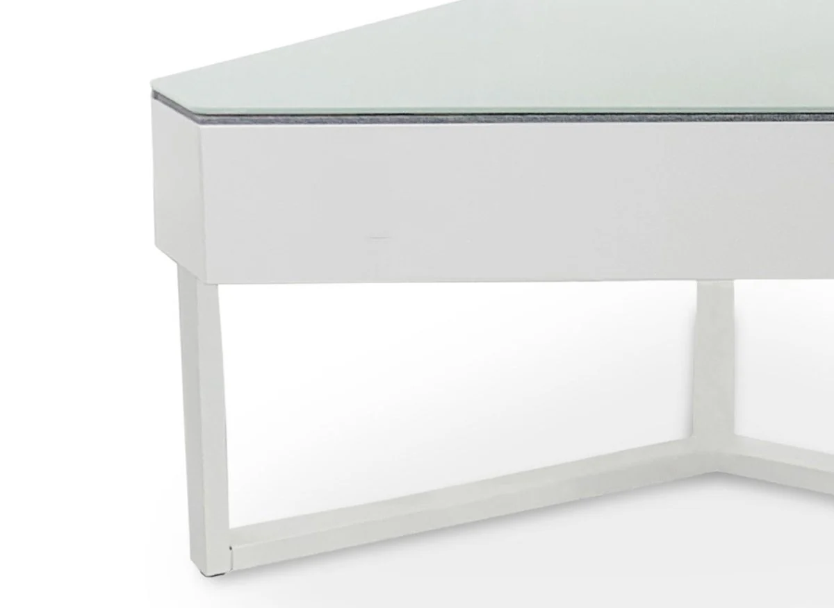 Table basse triangulaire blanche avec plateau pivotant et rangement SOLINE - Image 7