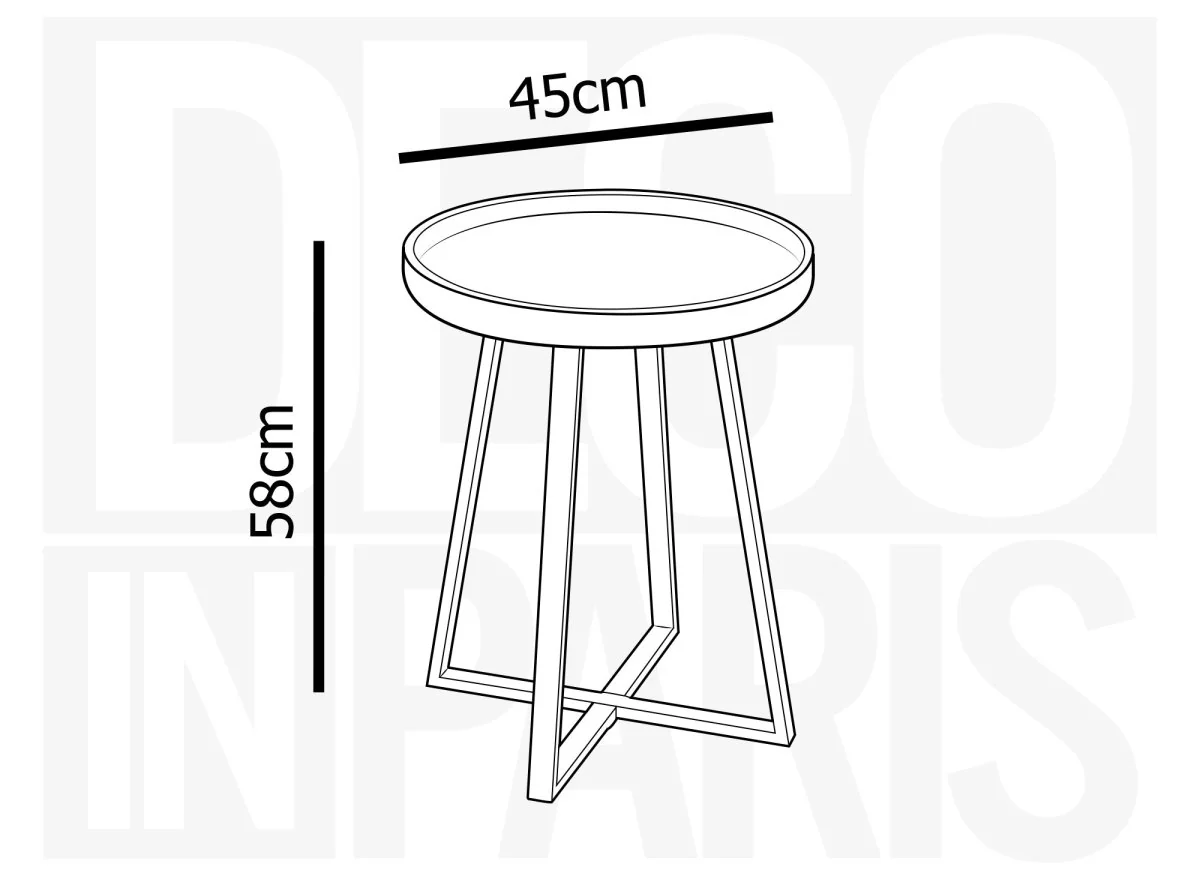 Table d'appoint ronde en bois et pieds en métal noir BRIYA - Image 4