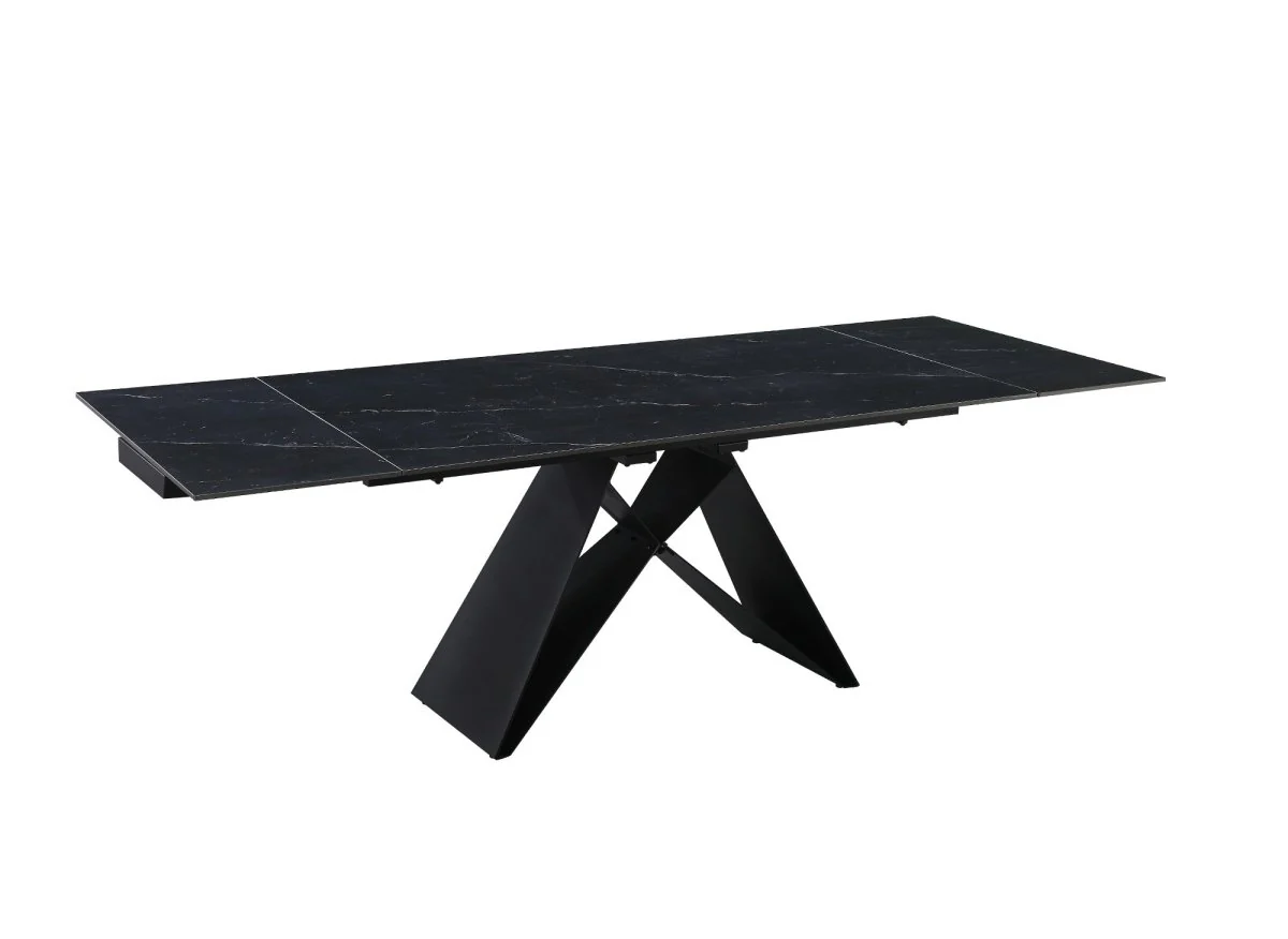 Table à manger extensible en métal noir avec plateau en céramique noir HELSINKI - Image 3