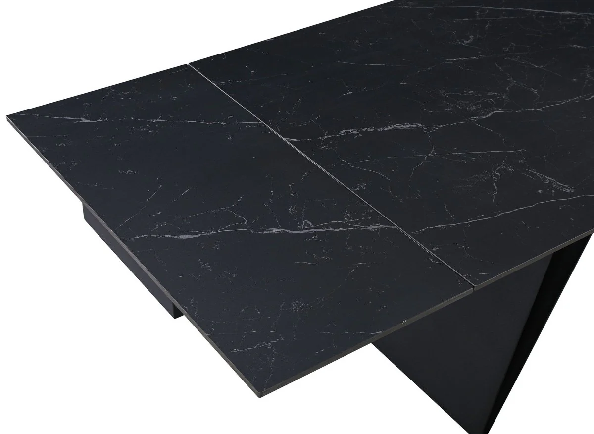 Table à manger extensible en métal noir avec plateau en céramique noir HELSINKI - Image 5