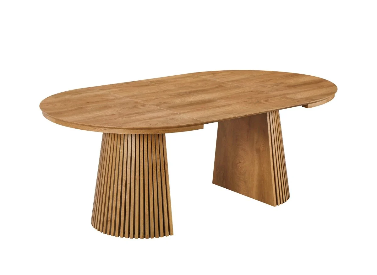 Table à manger ronde extensible en bois clair HEKA - Image 4