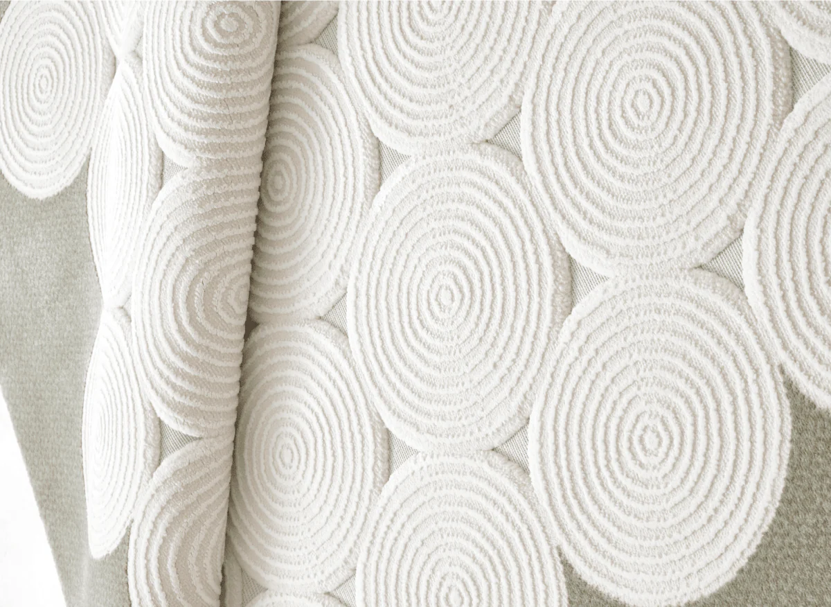 Tapis à motifs rond blanc écru 154 x 230 cm CLARA - Image 2