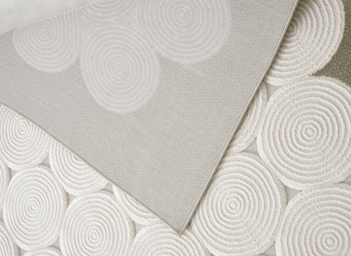 Tapis à  motifs rond blanc écru 192 x 290 cm CLARA - Image 4
