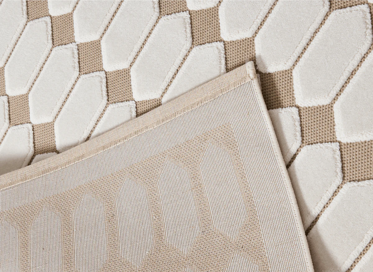 Tapis beige à motifs hexagonal 160 x 230 cm KELVYN - Image 4