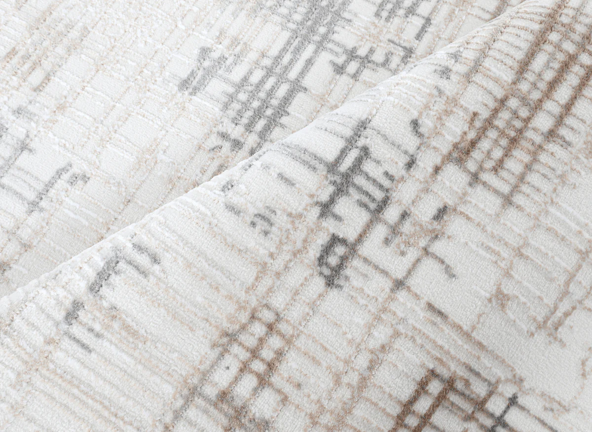 Tapis beige à motifs striés gris 160 x 230 cm PEKIN - Image 2