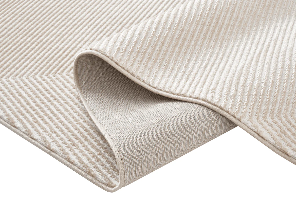 Tapis beige et blanc motif chevron 160 x 230 cm HERRING - Image 2
