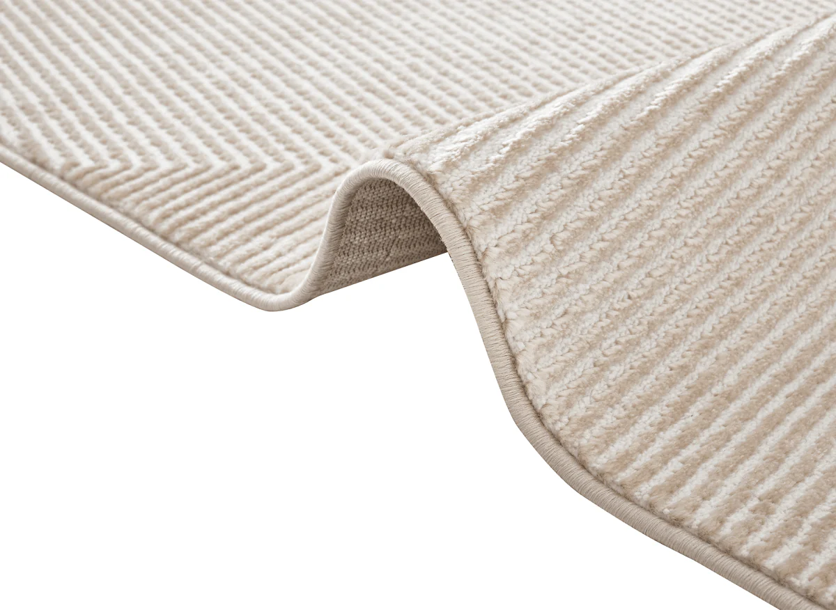 Tapis beige et blanc motif chevron 160 x 230 cm HERRING - Image 3