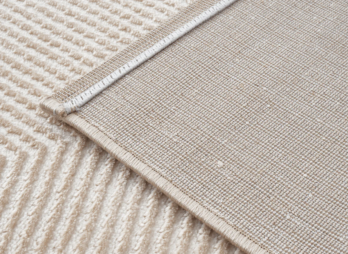 Tapis beige et blanc motif chevron 160 x 230 cm HERRING - Image 5