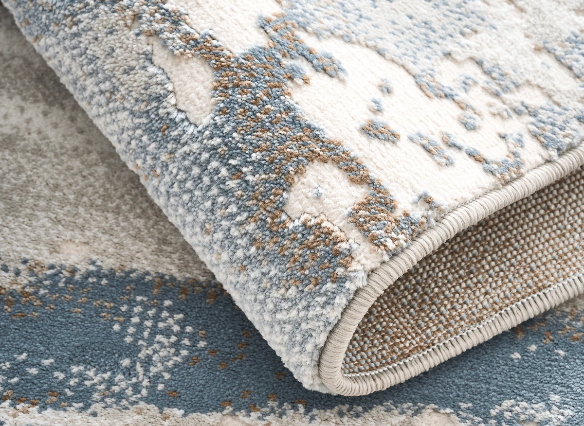 Tapis beige et bleu à motifs graphiques 200 x 290 cm MOSCOU - Image 2