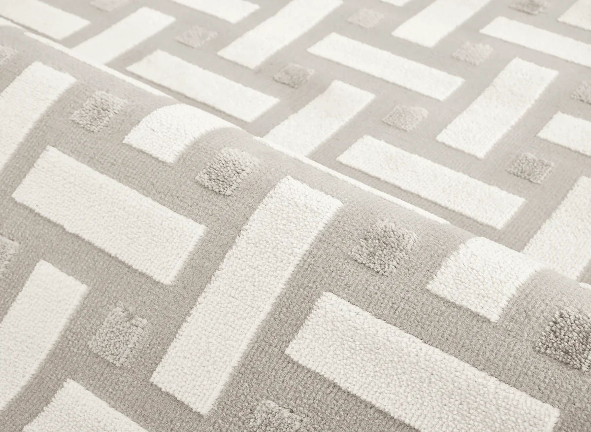 Tapis beige et gris à motifs rectangulaires 160 x 230 cm LYS - Image 5