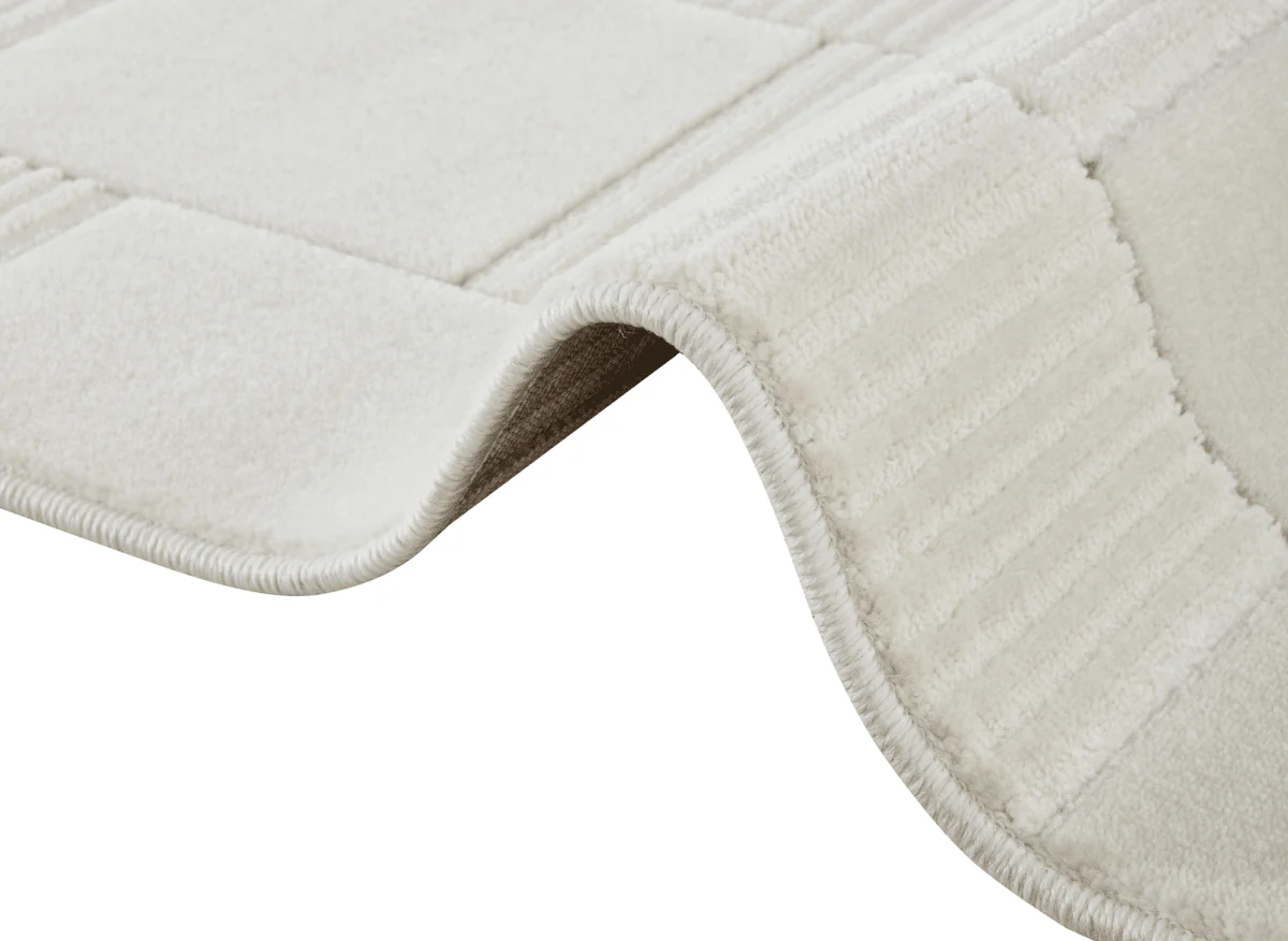 Tapis blanc écru à carreaux texturés 160 x 230 cm KARLINE - Image 3