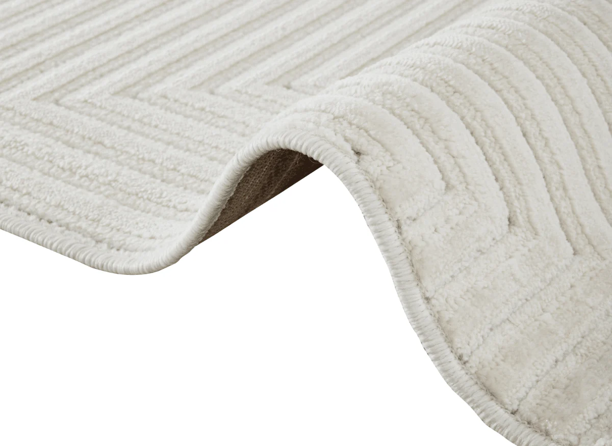 Tapis blanc écru à losanges beiges 160 x 230 cm ROUBY - Image 3