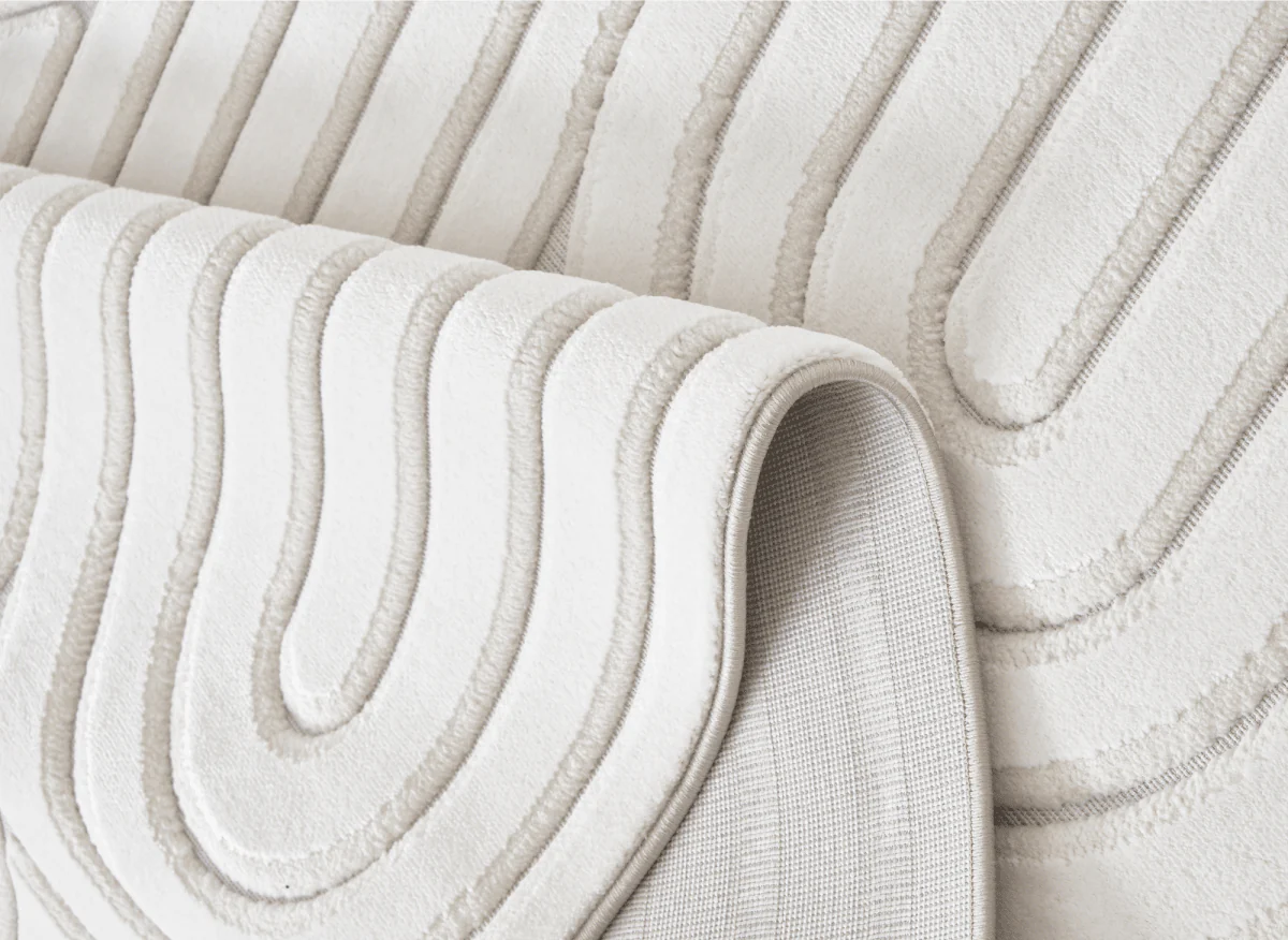 Tapis blanc écru à relief géométriques 154 x 230 cm AFINA - Image 2