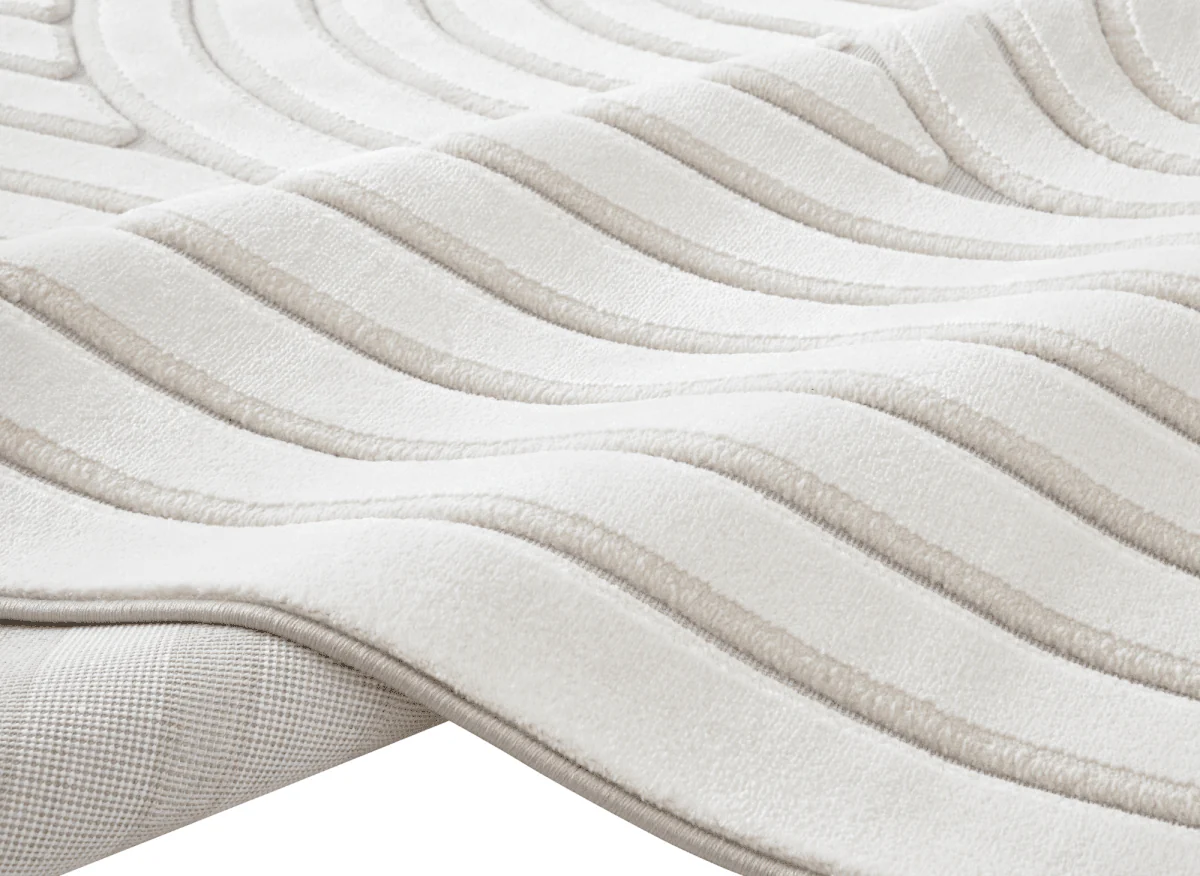 Tapis blanc écru à relief géométriques 192 x 290 cm AFINA - Image 5