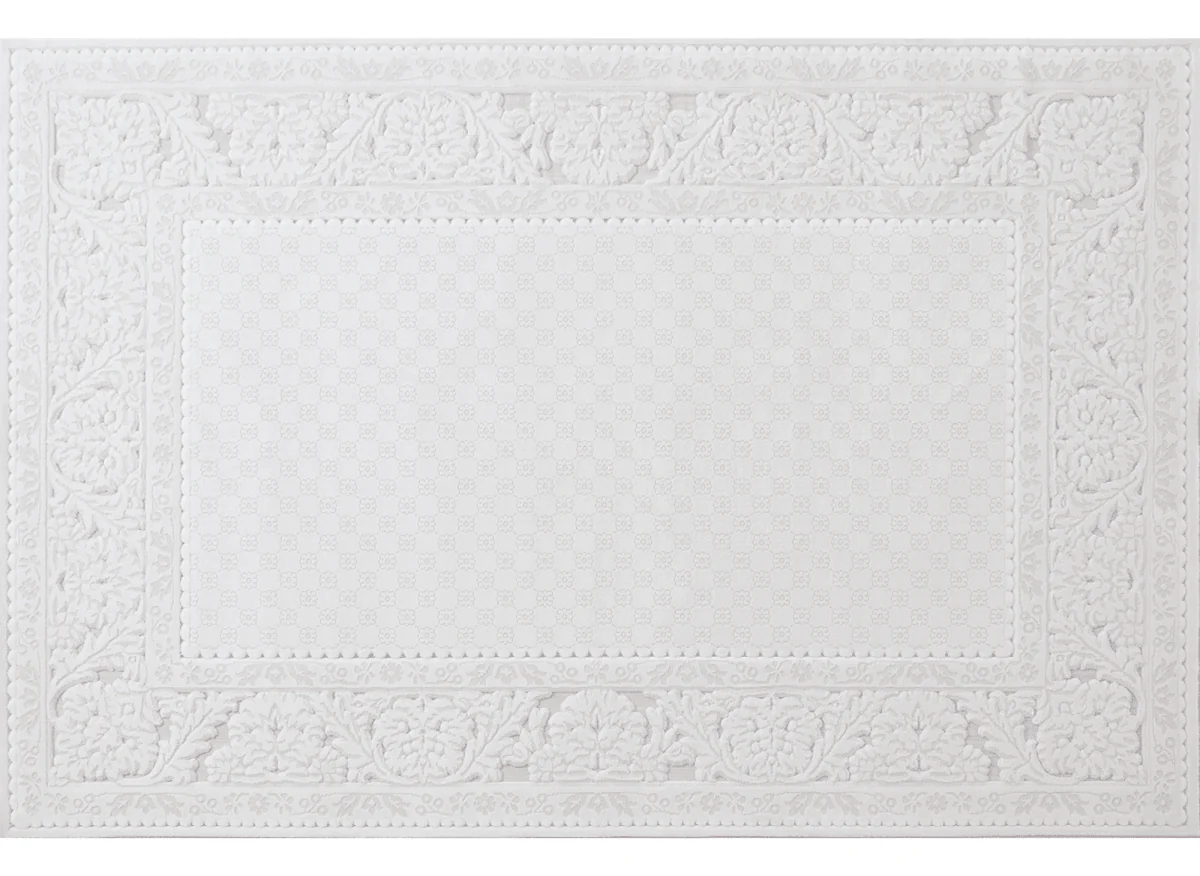 Tapis blanc écru effet moulure parisienne 154 x 230 cm CESAR