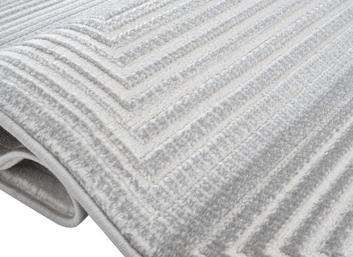 Tapis graphique art déco gris et blanc 200 x 290 cm HALL - Image 3
