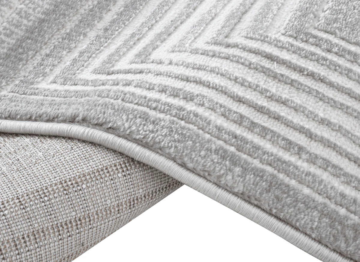 Tapis graphique art déco gris et blanc 200 x 290 cm HALL - Image 6