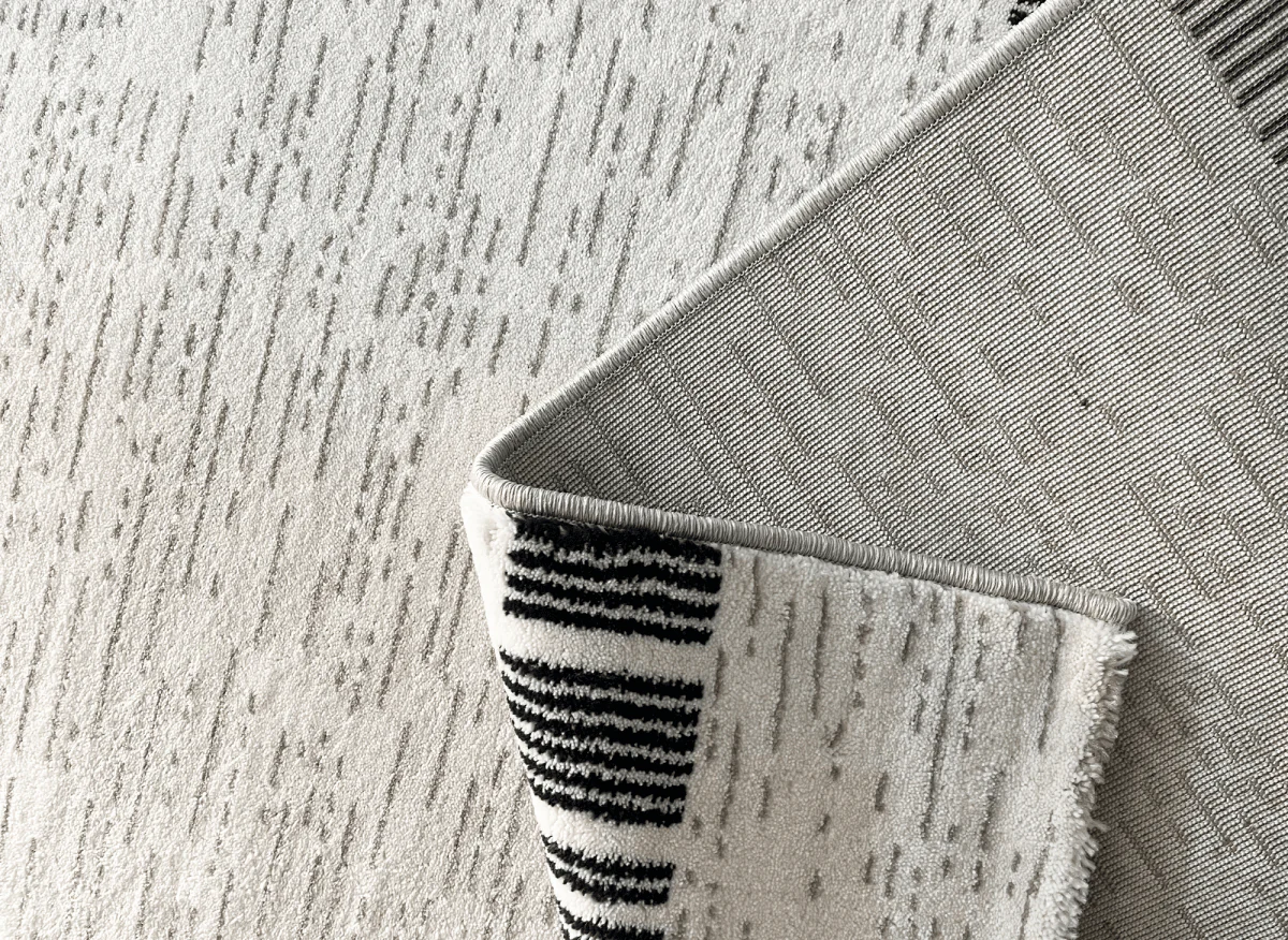 Tapis gris à motifs de bandes 160 x 230 cm TILLEUL - Image 2