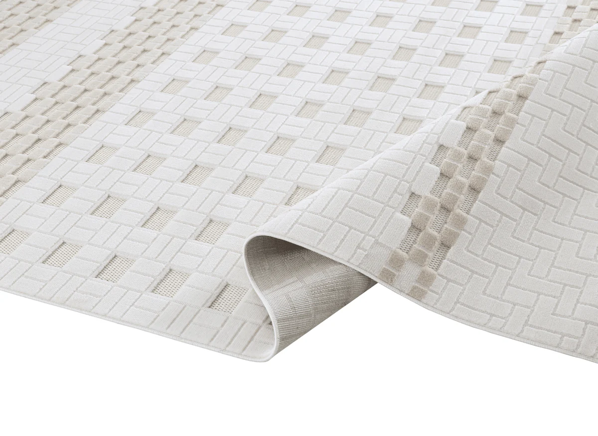 Tapis gris à motifs graphiques 160 x 230 cm ORCHIDÉE - Image 7