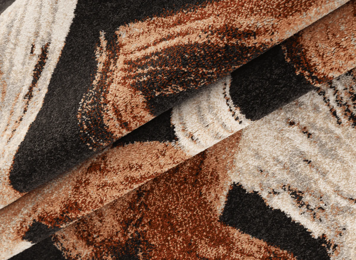 Tapis marron avec motifs géométriques beige et cuivre 160 x 230 cm ILYA - Image 2
