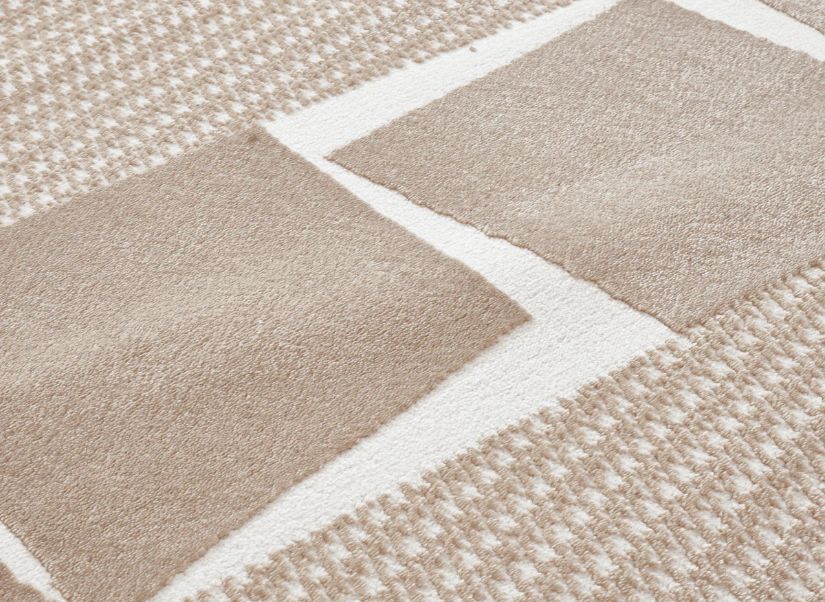 Tapis minimaliste beige et blanc 160 x 230 cm RIBBON - Image 2