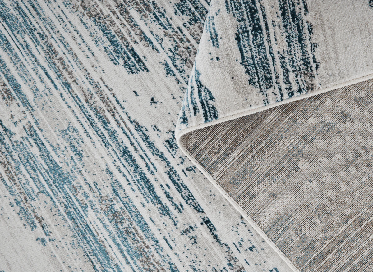 Tapis motif abstrait beige et bleu 160 x 230 cm AURORA - Image 5