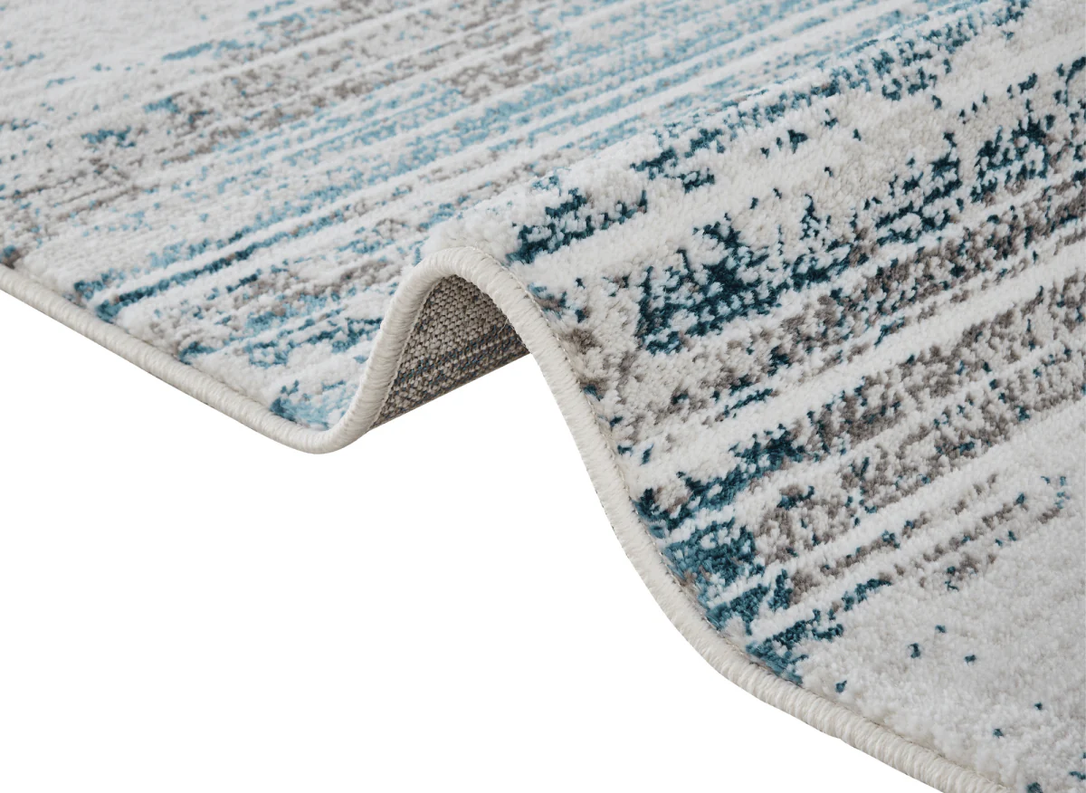 Tapis motif abstrait beige et bleu 200 x 290 cm AURORA - Image 3