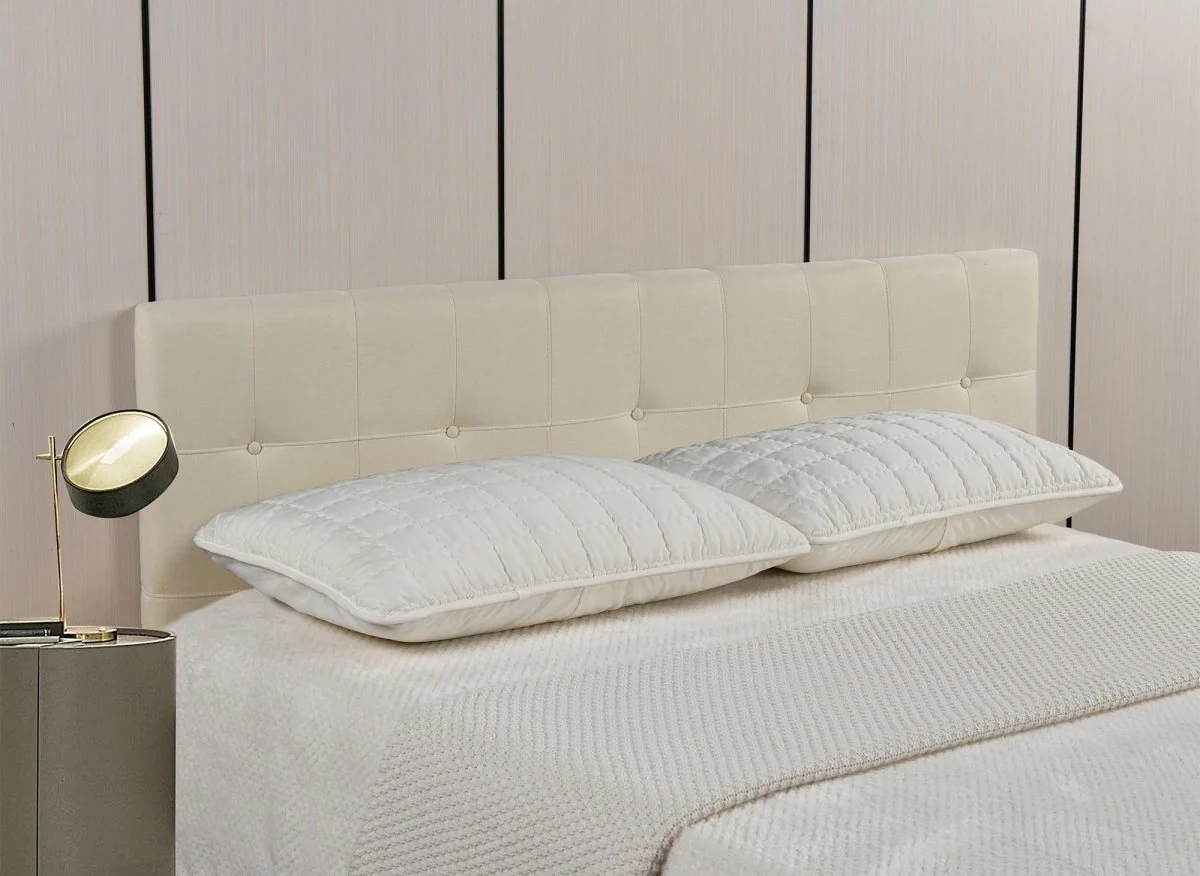 Tête de lit capitonnée en tissu beige 180 cm DOMICE