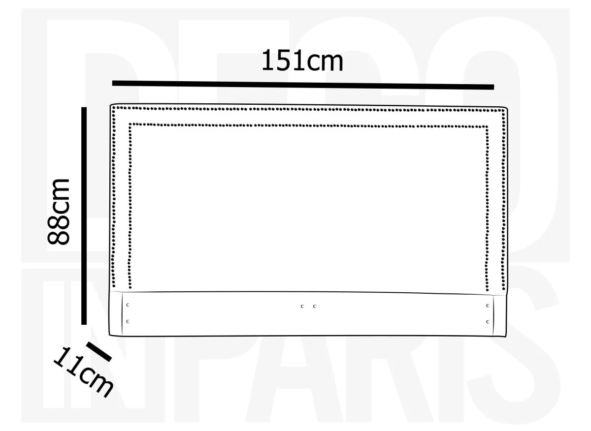 Tête de lit cloutée en tissu lin beige 140 cm LYVE - Image 3