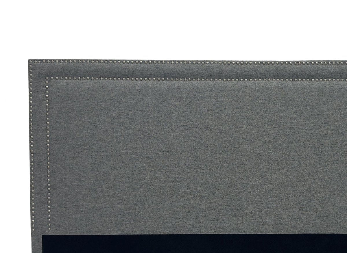 Tête de lit cloutée en tissu lin gris 180 cm LYVE - Image 3