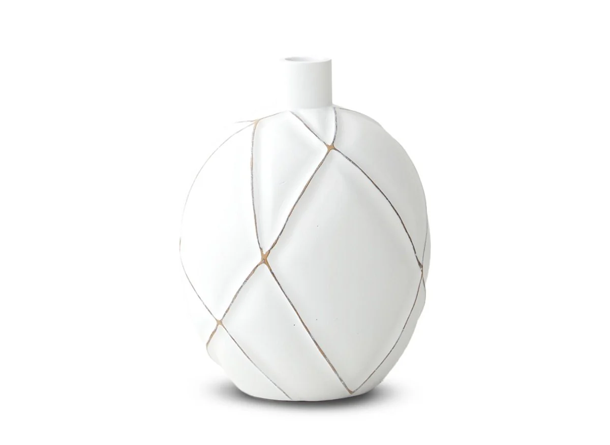 Vase boule en polyrésine blanc H25 cm LUNA - Image 2
