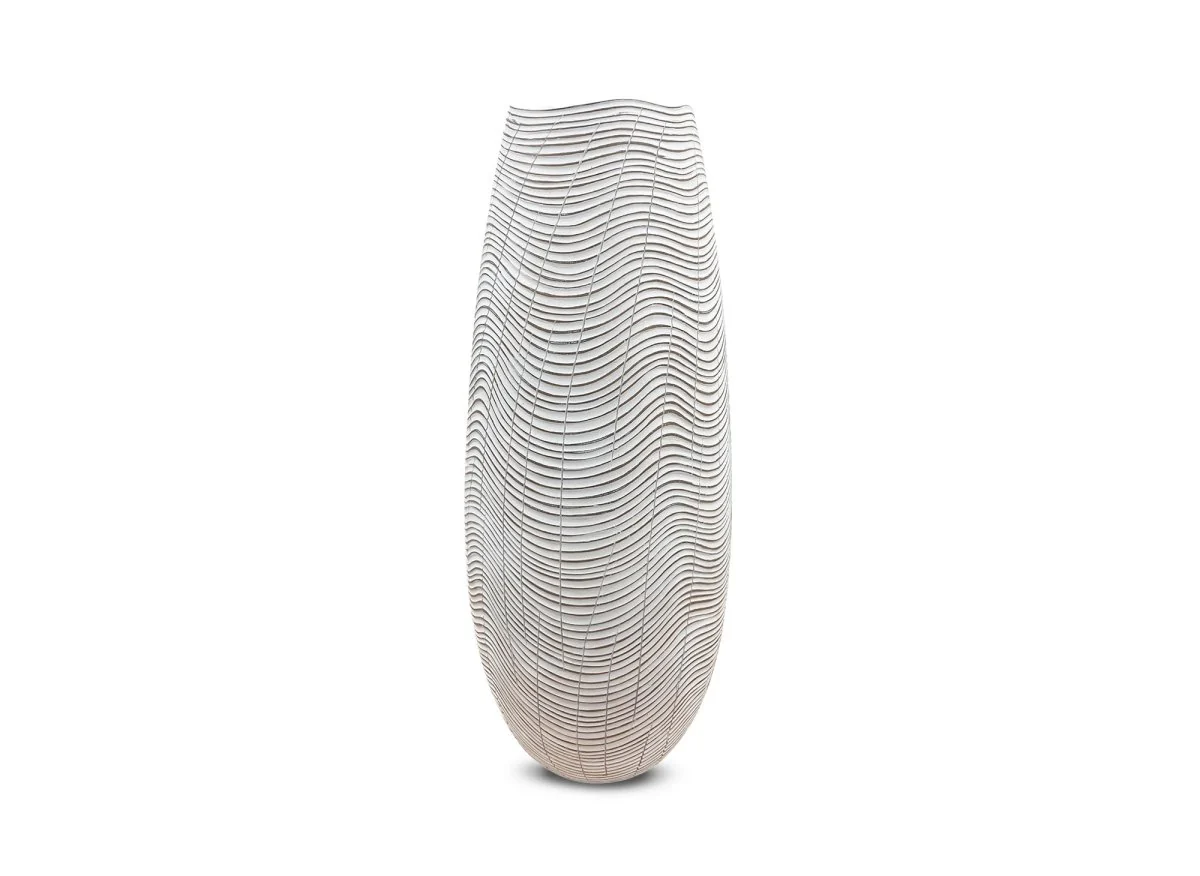Vase design en résine blanc H51 cm VAGUE - Image 2