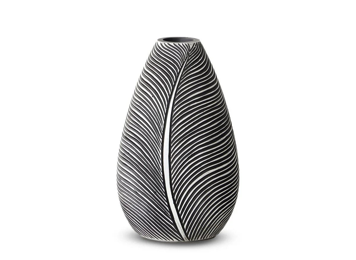 Vase en résine noir et blanc H30 cm EBENE - Image 2