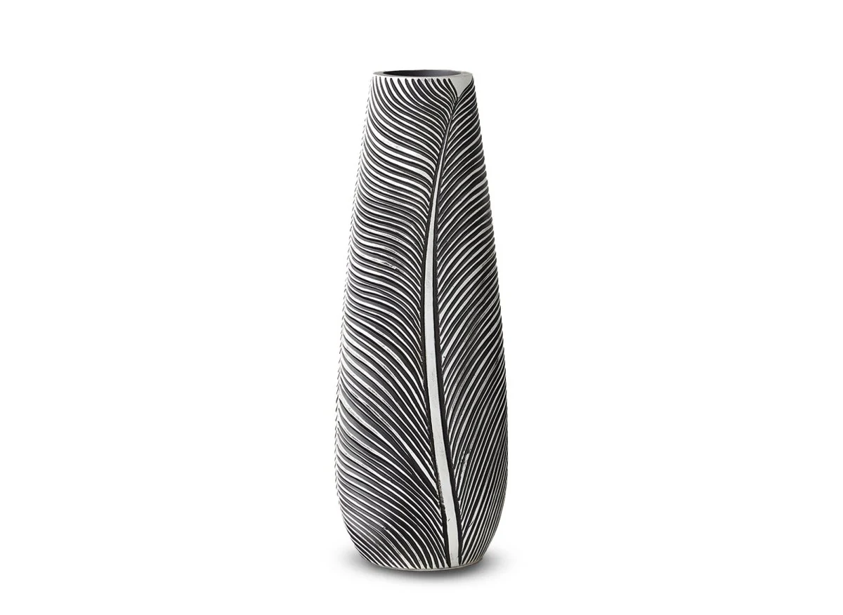 Vase en résine noir et blanc H46 cm EBENE - Image 2