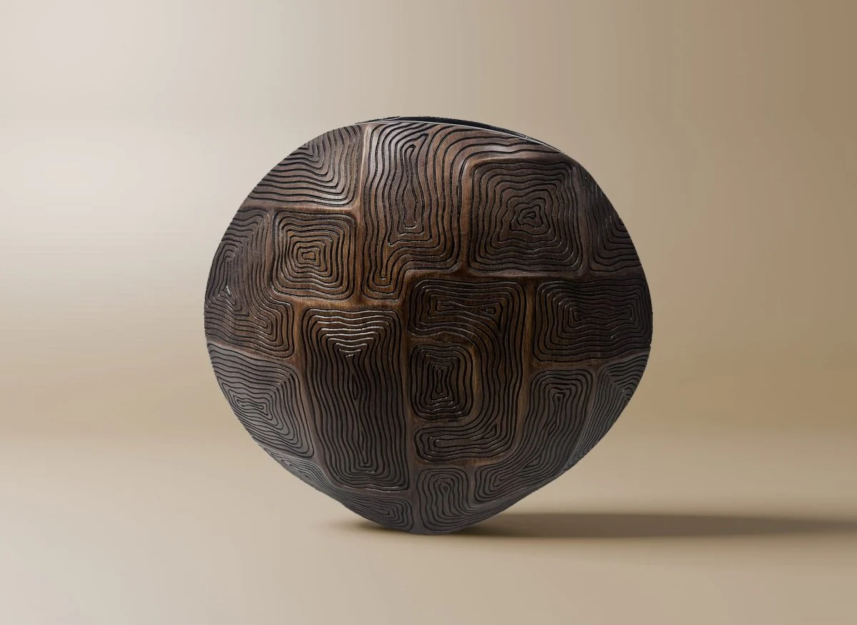 Vase rond en résine noir et marron H34 cm ARBORA