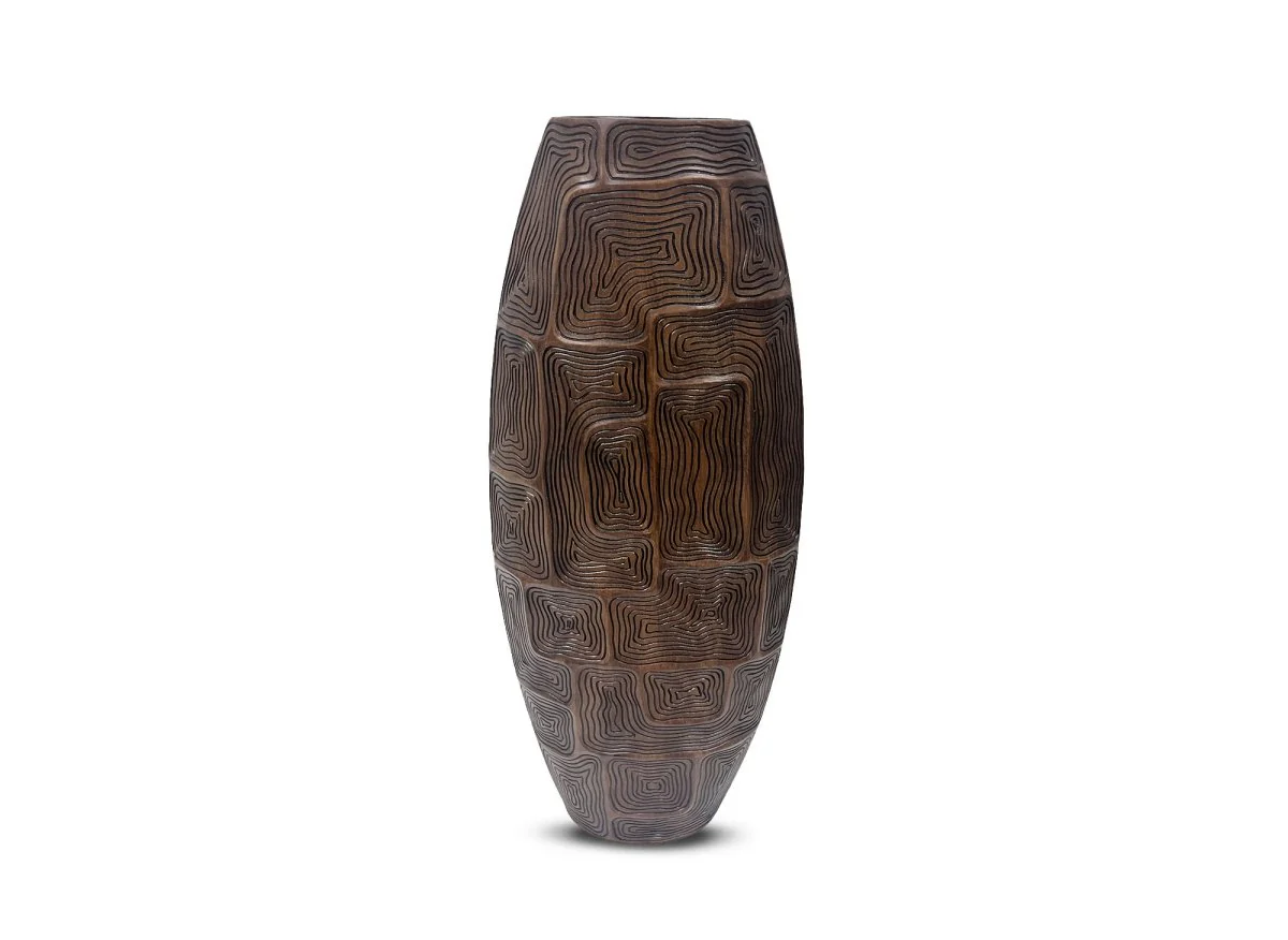 Vase totem en résine noir et marron H60 cm ARBORA - Image 2