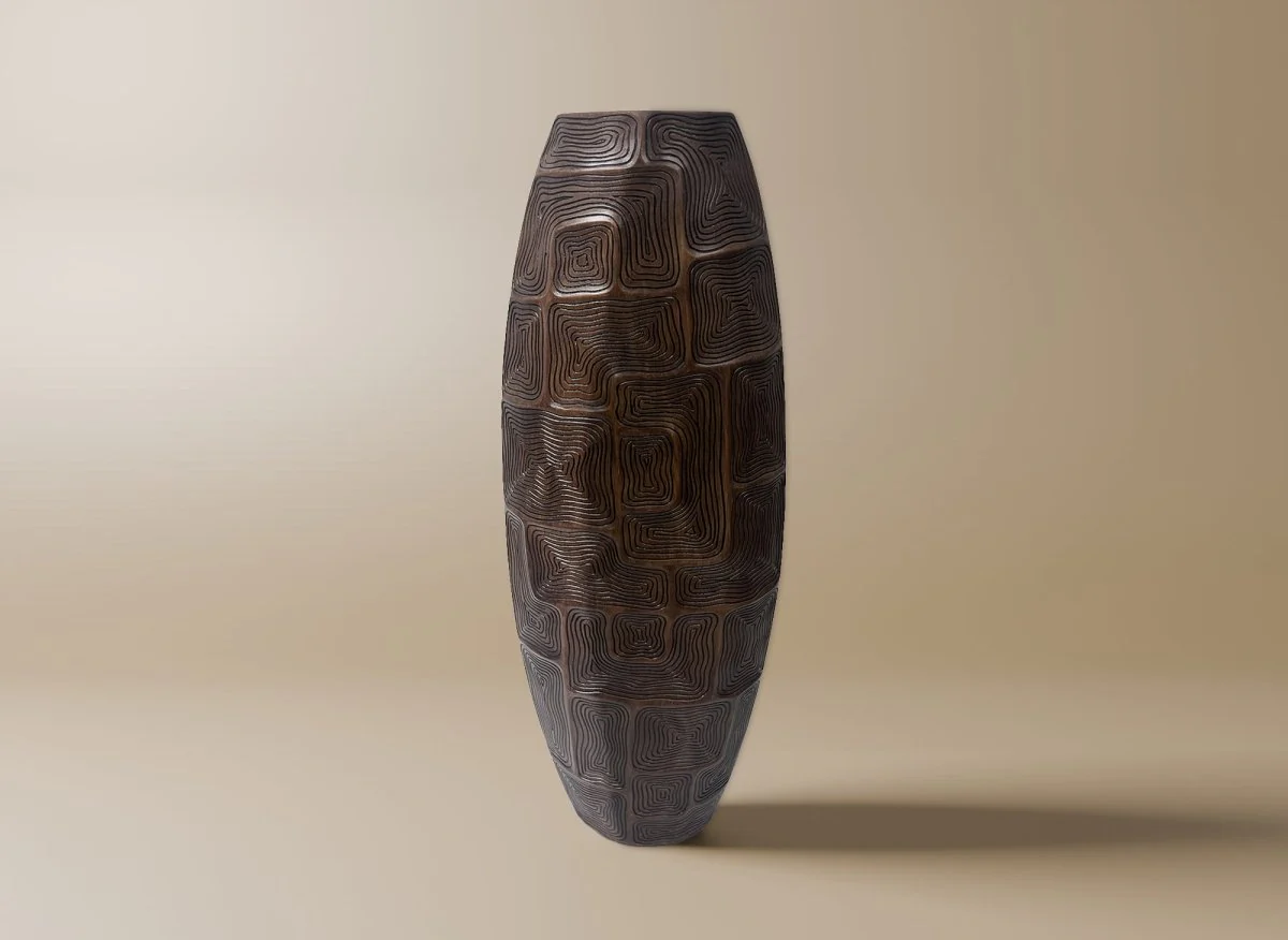 Vase totem en résine noir et marron H70 cm ARBORA