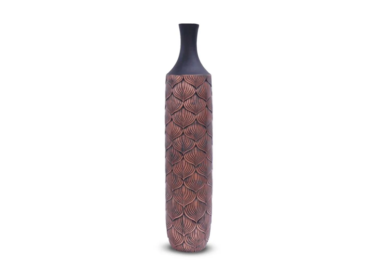 Vase XXL en polyrésine noir et marron H74 cm NEVEN - Image 2